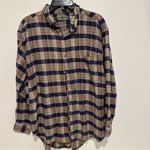 Robert Stock Blue Flannel Button Down cotton Shirt men’s size L